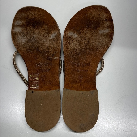 M Gemi The Fosca Crystal Sandals Slip On Flat Shoes Jeweled Gold Tan Size 36.5 - Picture 9 of 10